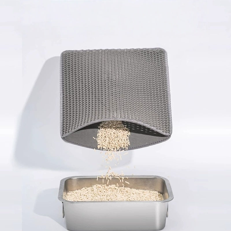 Double-Layer Cat Litter Mat Large Waterproof Trapping Pad for Cats