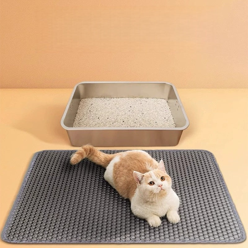 Double-Layer Cat Litter Mat Large Waterproof Trapping Pad for Cats