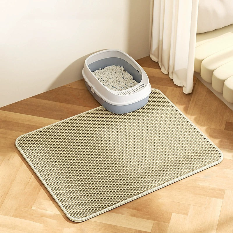 Double-Layer Cat Litter Mat Large Waterproof Trapping Pad for Cats