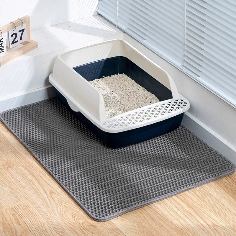 Double-Layer Cat Litter Mat Large Waterproof Trapping Pad for Cats