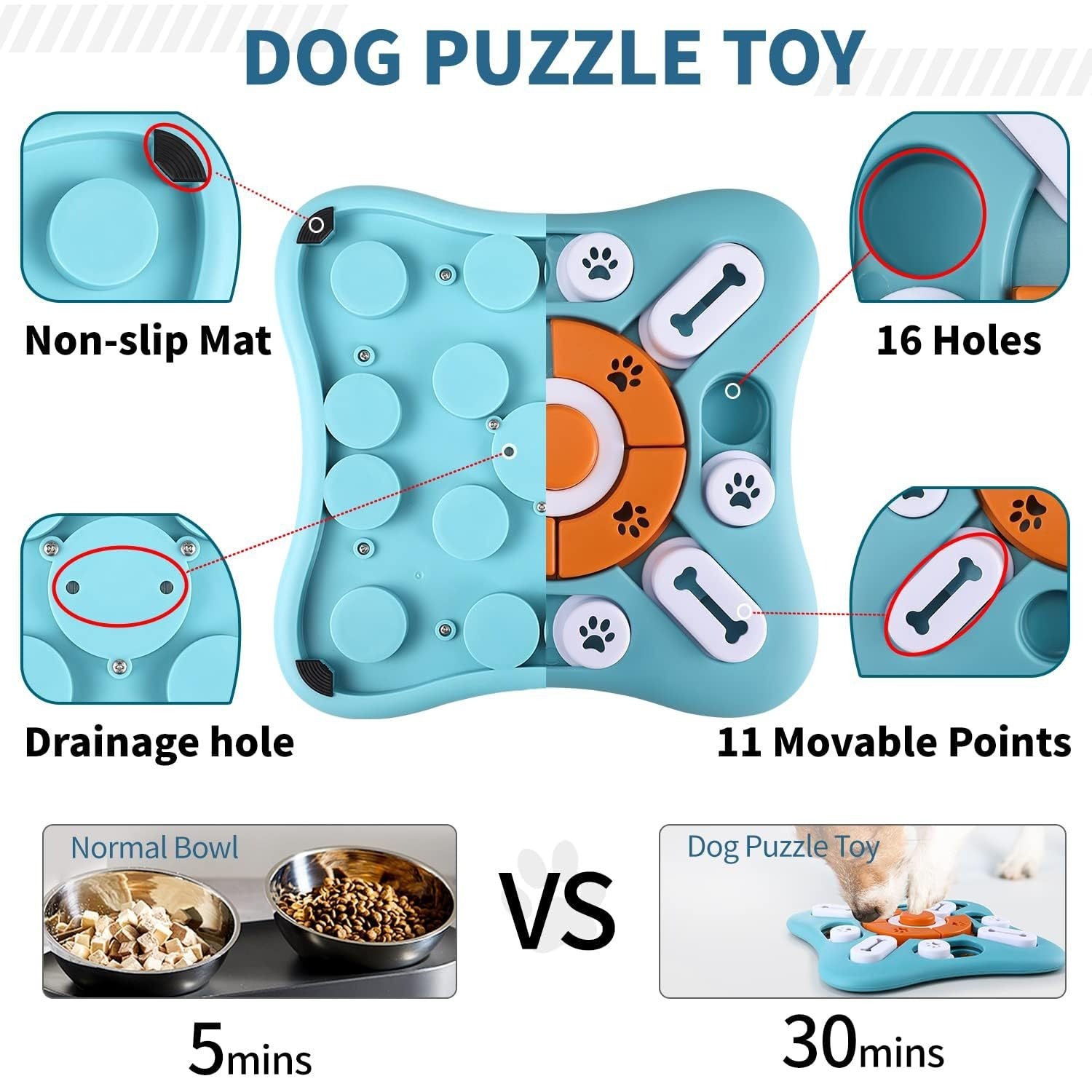 Interactive Pet Puzzle Toy for Dogs and Cats Slow Feeder Treat Dispensing Sound Toy for Smart Pets